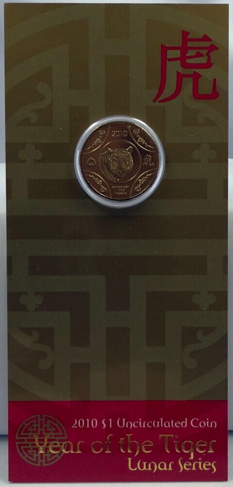 2010 One Dollar Carded Unc Coin Lunar Year of the Tiger product image
