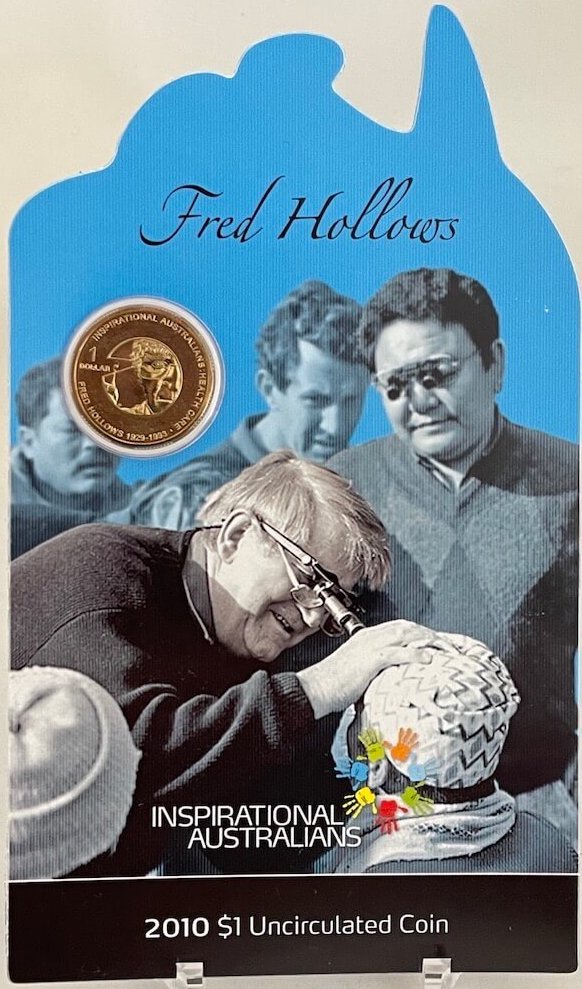 Australia 2010 One Dollar Unc on Card Inspirational Australians - Fred Hollows product image