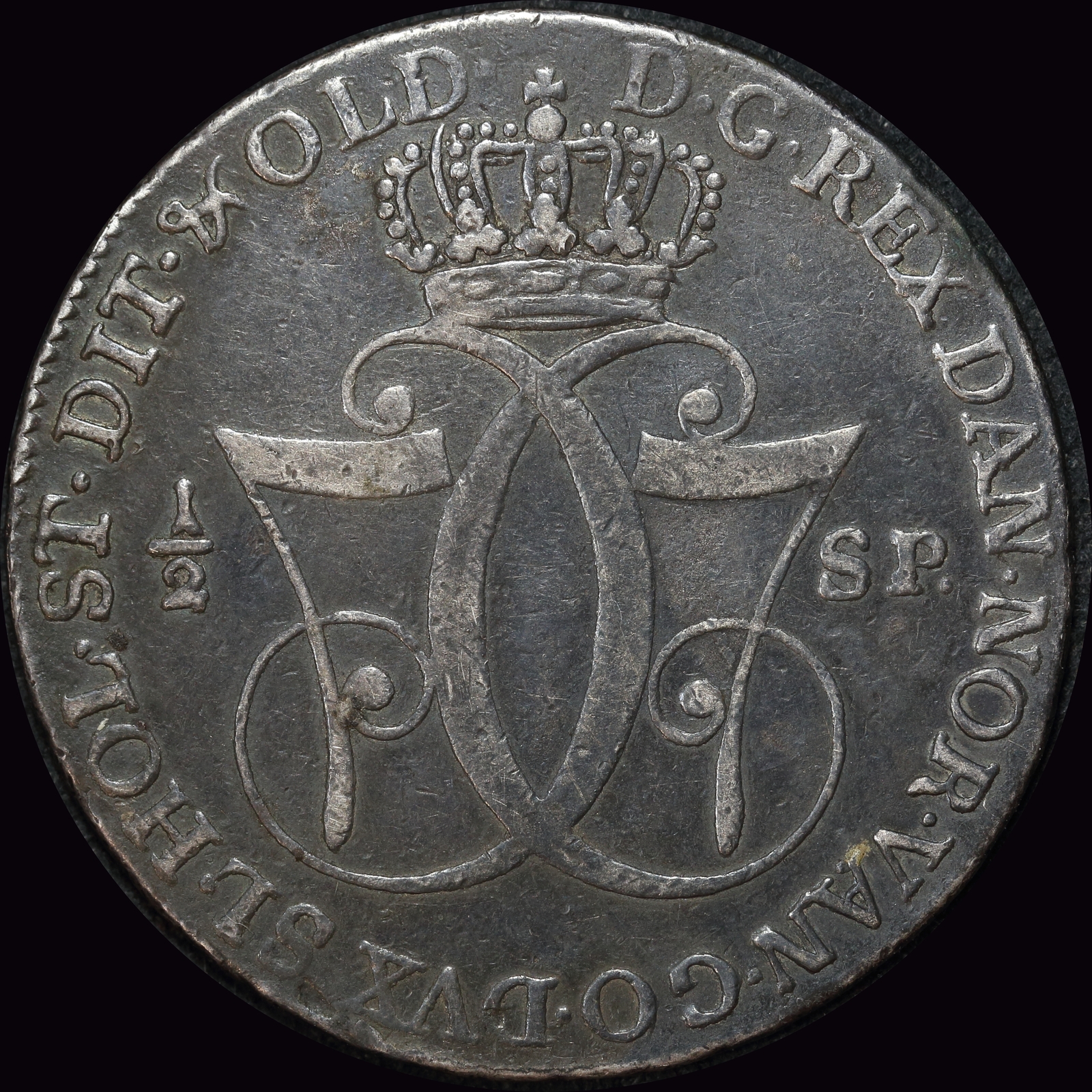 Denmark 1786 Silver Half Speciedaler KM# 633.2  Very Fine product image
