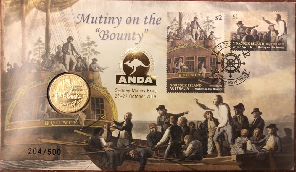2019 $1 PNC Mutiny on the Bounty Sydney Money Expo Gold Overprint product image