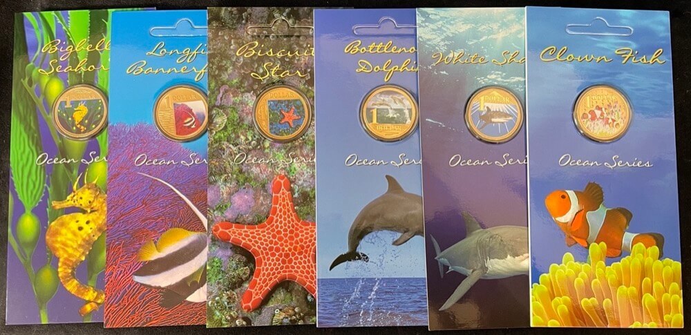 2007 Ocean Series Set of 6 Carded One Dollar Coins Uncirculated product image