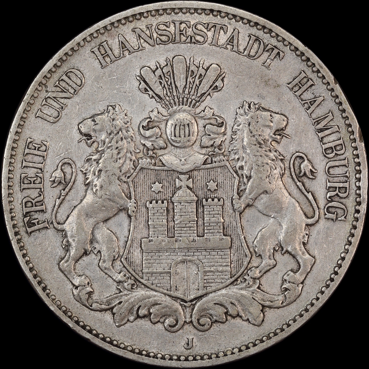 German States (Hamburg) 1903-J Silver 5 Marks KM#293 Extremely Fine product image