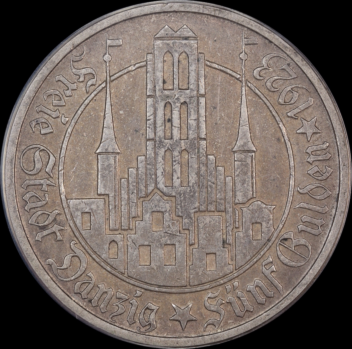 Danzig 1923 Silver 5 Gulden KM# 147 ANACS EF40 product image