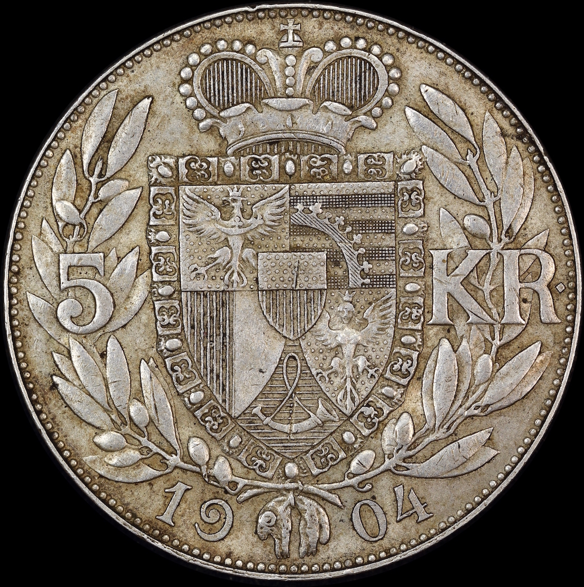 Liechtenstein 1904 Silver 5 Kroner Y# 4 Extremely Fine product image