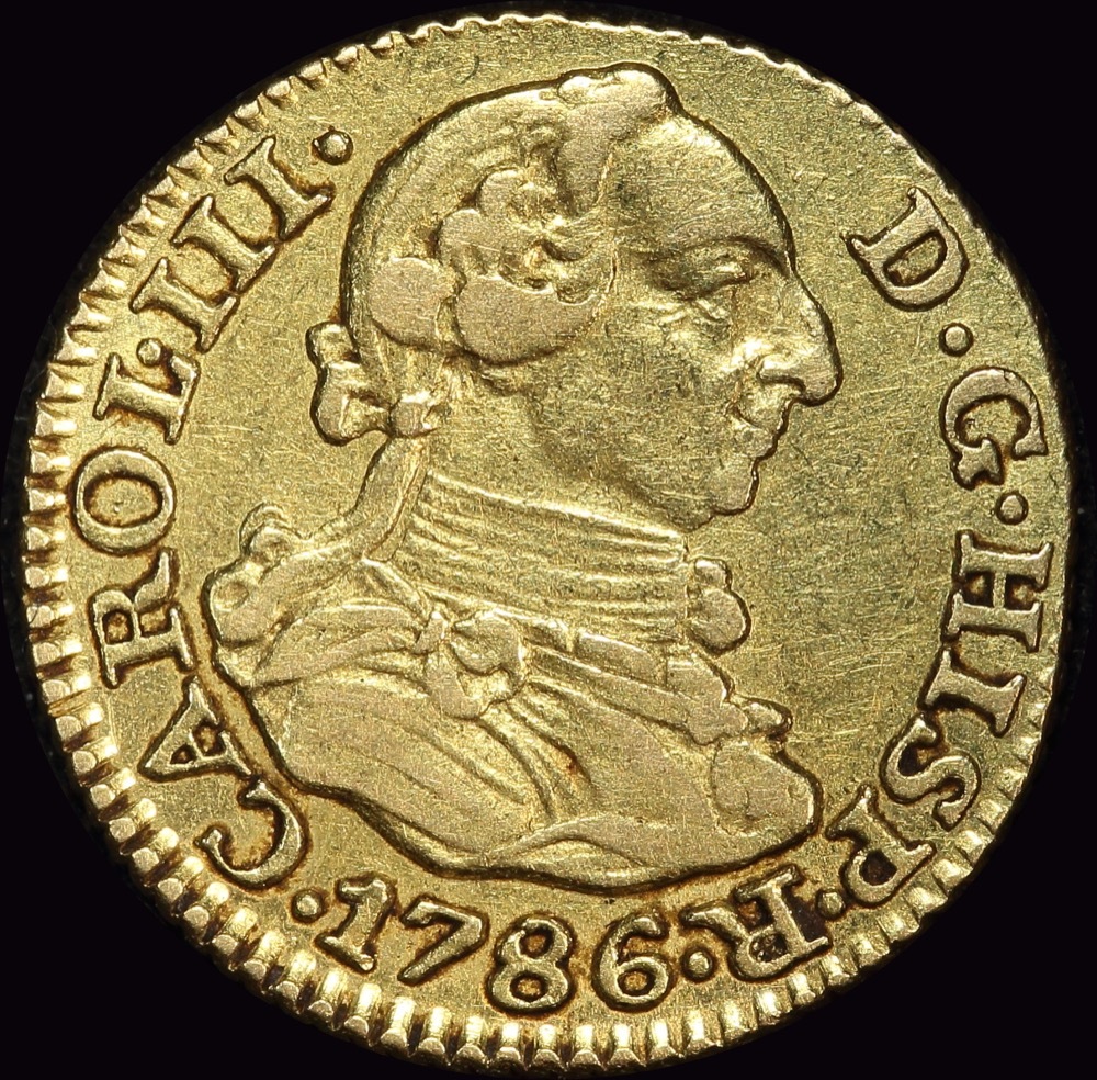 Spain 1786-DV Gold 1/2 Escudo KM# 425.1 Very Fine product image