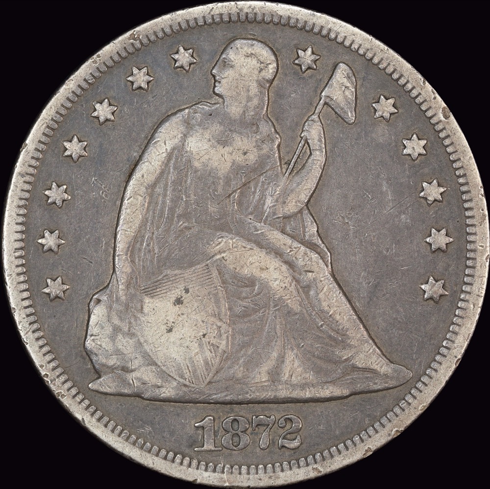 United States 1872 Silver Seated Dollar  good Fine product image