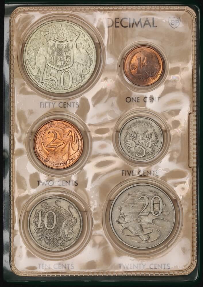 Australia 1966 Pair of Souvenir Coin Wallets by BP - Includes Pre-Decimal and 1966 Sets product image