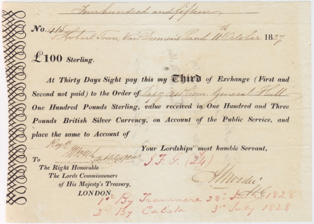 Van Diemen’s Land Bill of Exchange