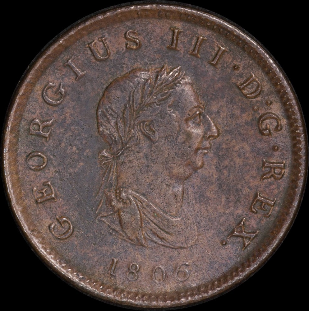 Bahamas 1806 Copper Penny KM# 1 good VF product image