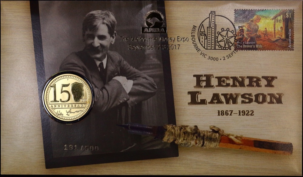 2017 1 Dollar PNC Henry Lawson 150th Anniversary ANDA Money Expo Gold Overprint product image