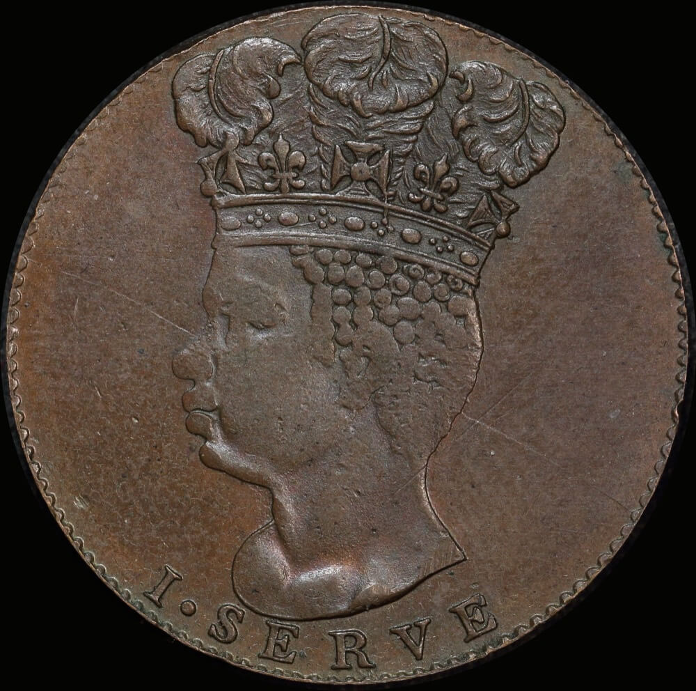 Barbados 1792 Copper 1/2 Penny KM# Tn9a about FDC product image