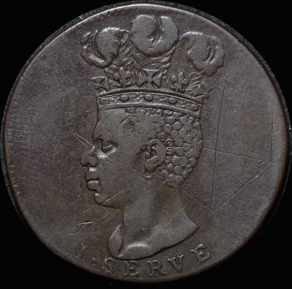 Barbados 1792 Copper Penny KM# Tn10 Very Fine product image
