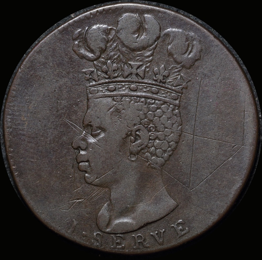 Barbados  1792 Copper Penny KM# Tn10 Very Fine product image