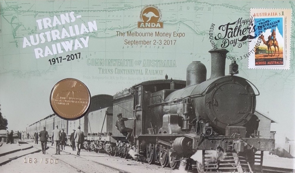 2017 1 Dollar PNC Trans Australian Railway Centenary ANDA Money Expo Gold Overprint product image