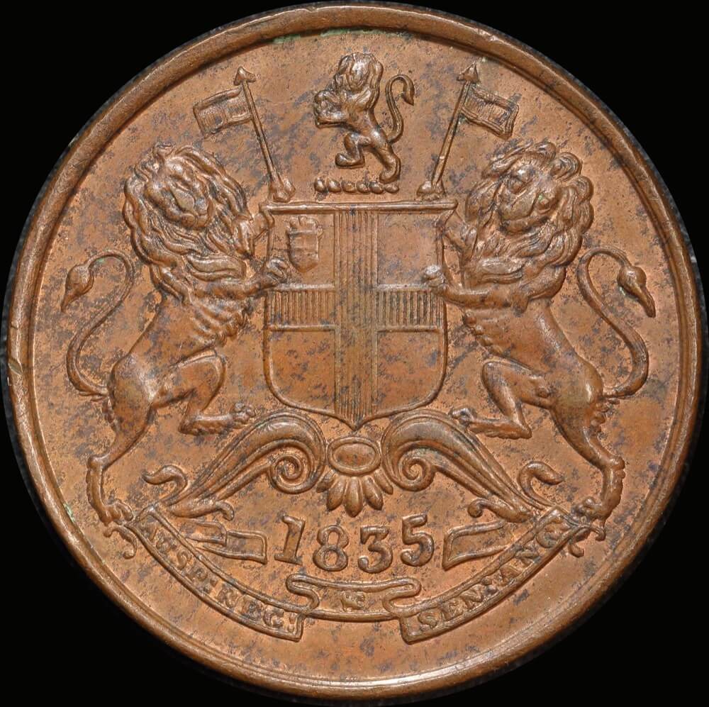 British India  1835 Copper 1/2 Anna KM# 447.1 Uncirculated product image