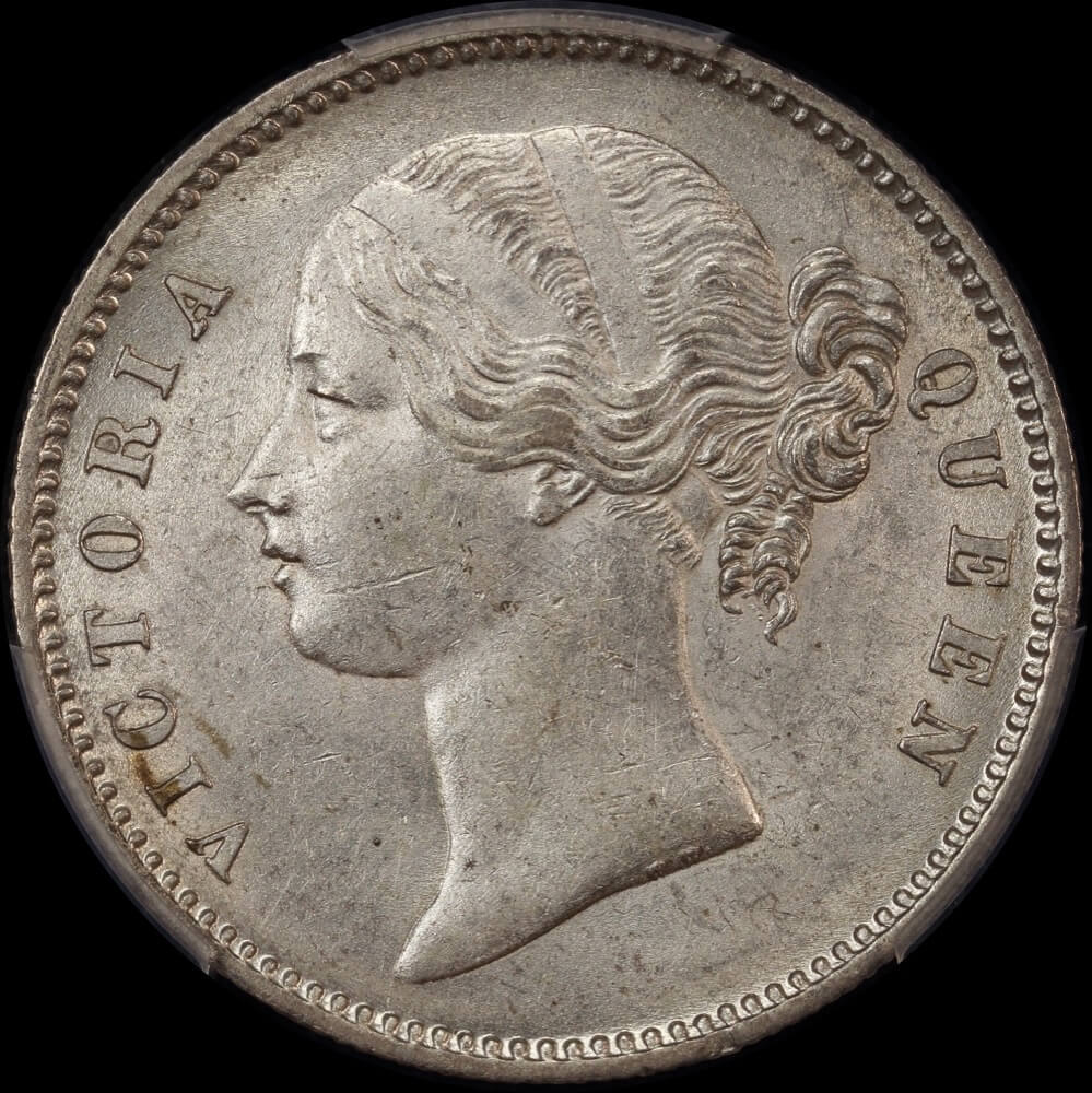 British India 1840 Silver Rupee KM# 458.1 PCGS AU58 product image
