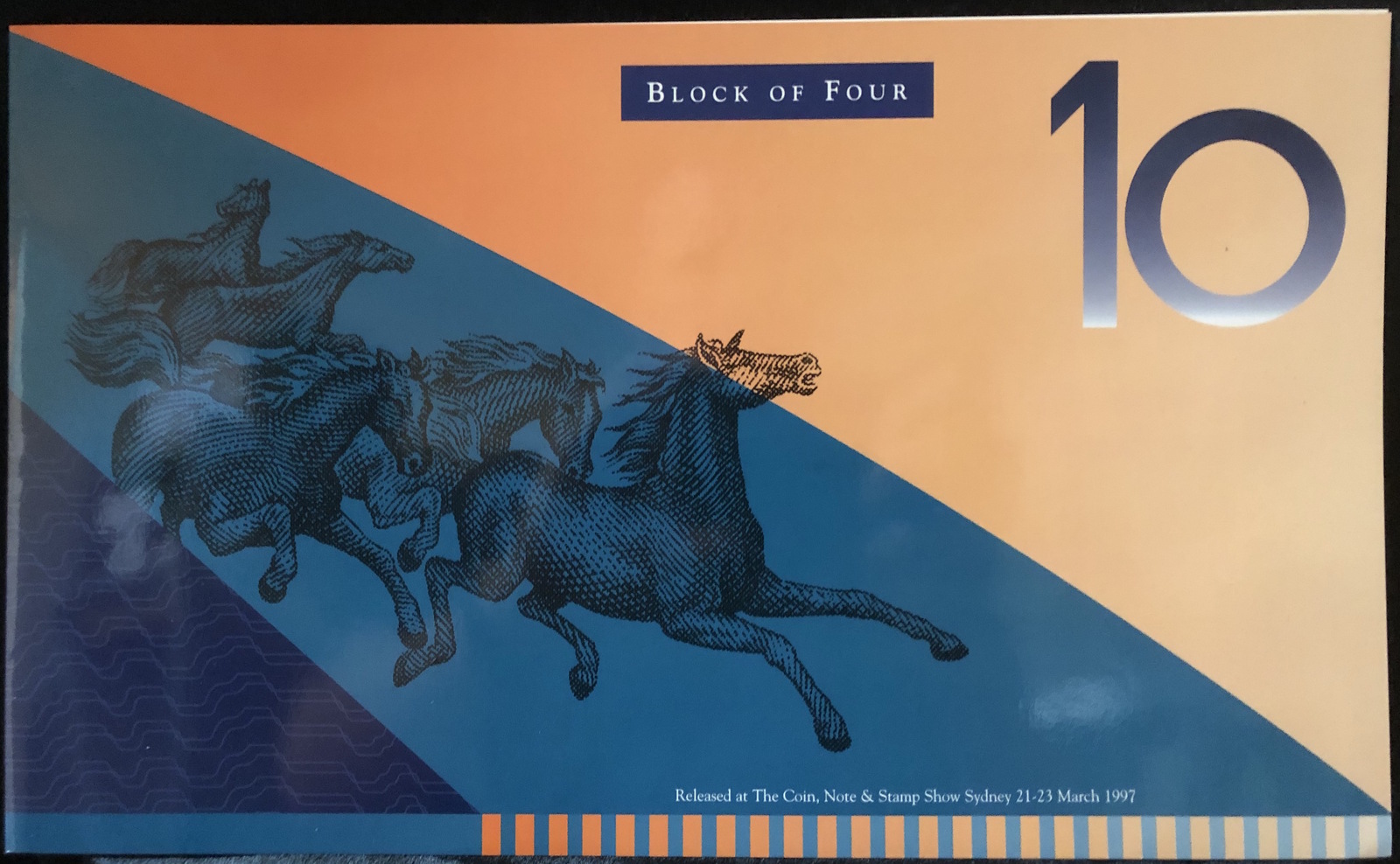 1997 Ten Dollars Uncut Block of Four - Deluxe Black Serials product image