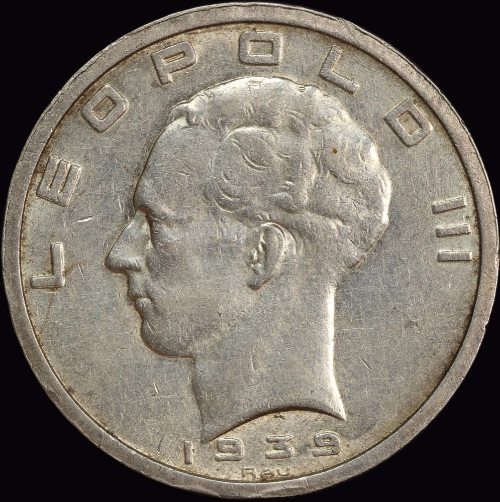 Belgium 1939 Silver 50 Francs KM# 121 good EF product image