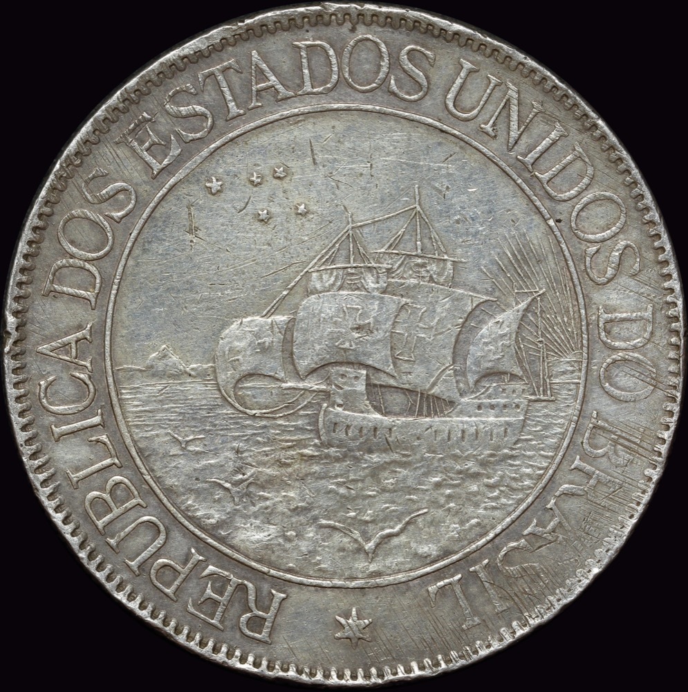 Brazil 2,000 Reis Silver 2,000 Reis KM# 501 good EF product image