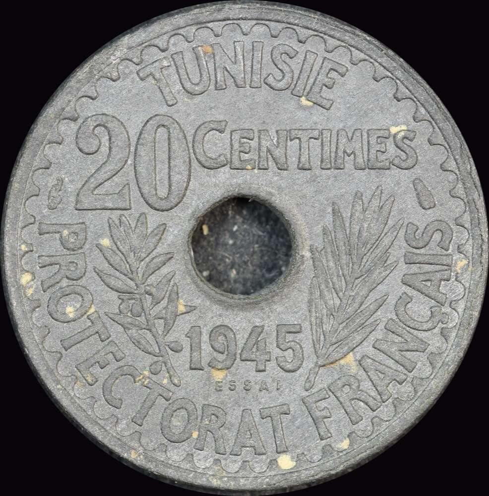 Tunisia 1945 Zinc 20 Centimes Essai KM# E25 Uncirculated product image