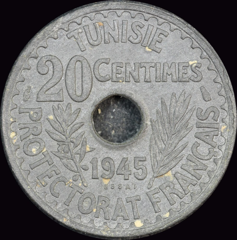 Tunisia 1945 Zinc 20 Centimes Essai KM# E25 Uncirculated product image