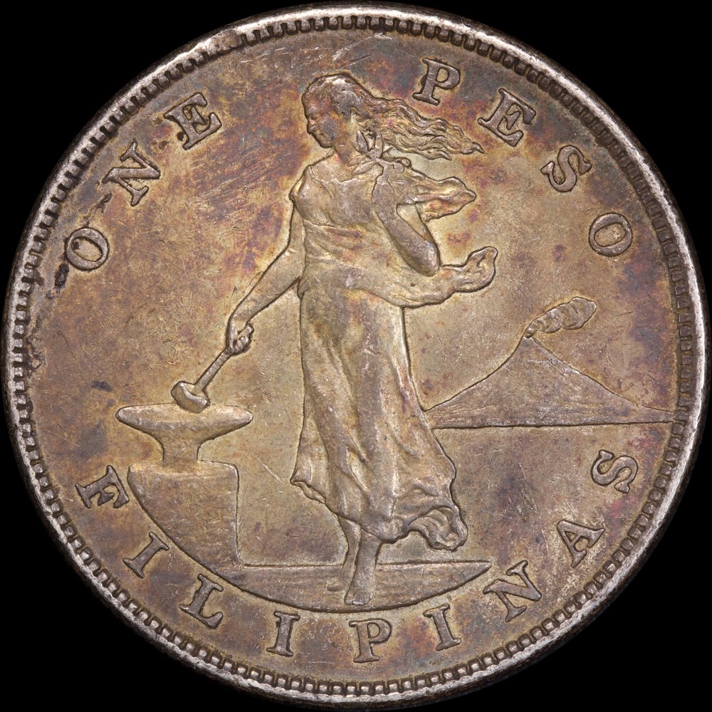 Philippines 1903-S Silver Peso KM# 168 good EF product image