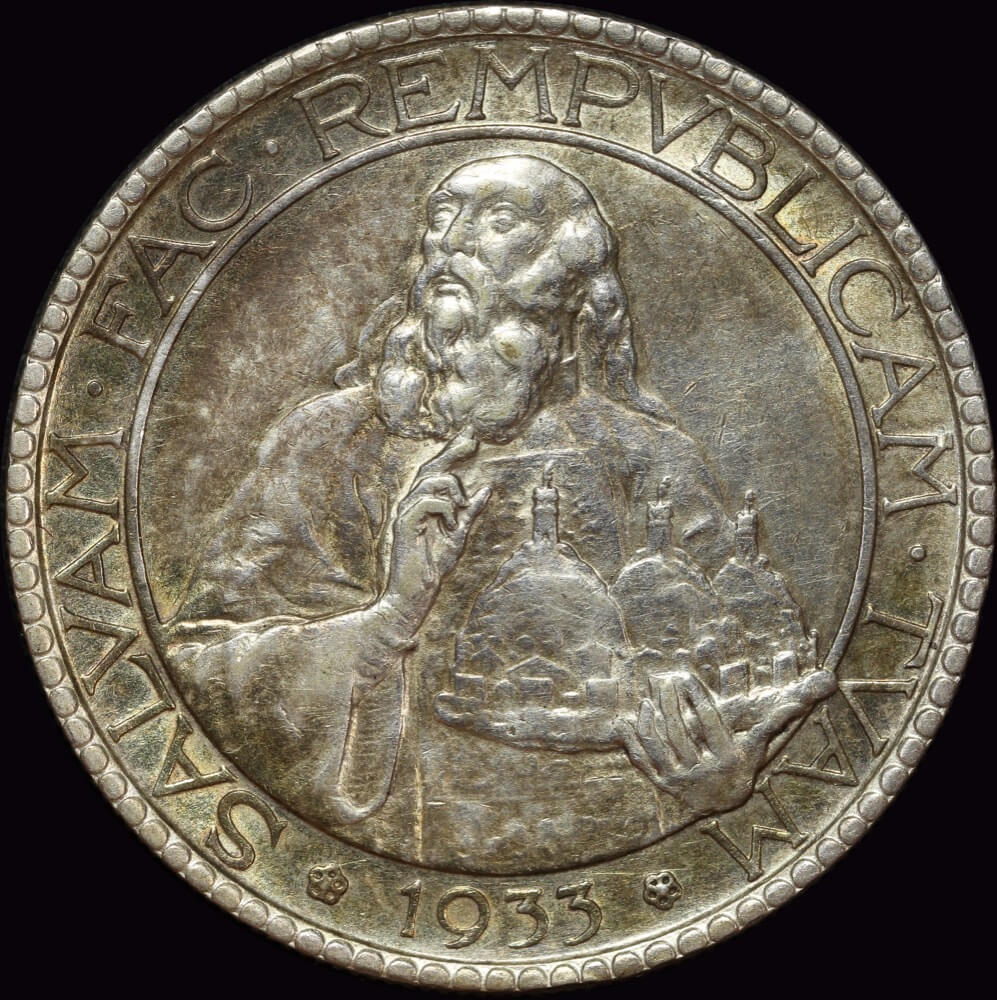 San Marino 1933 Silver 20 Lire KM# 11 about Unc product image