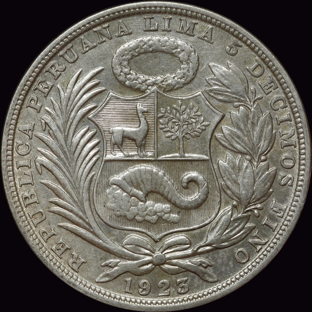 Peru 1923 Silver Sol KM# 218.1 about Unc product image