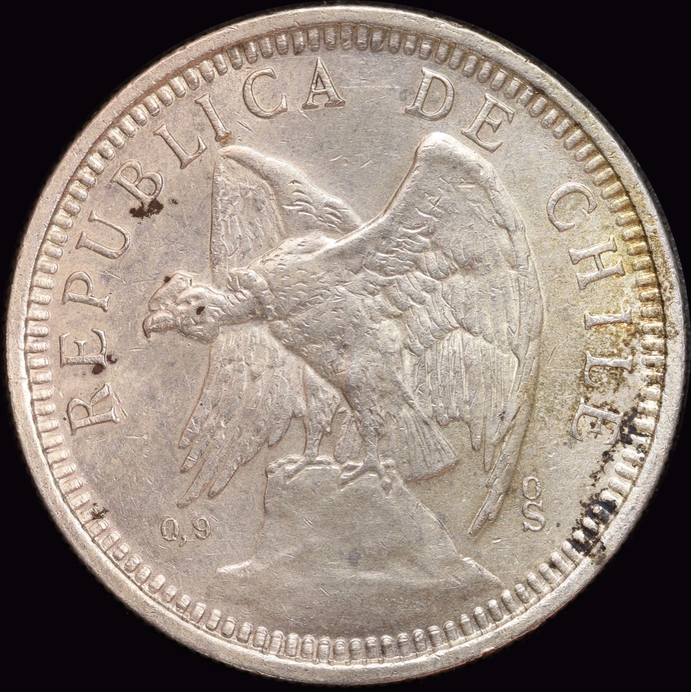Chile 1927 Silver 5 Peso KM# 173.1 about Unc product image