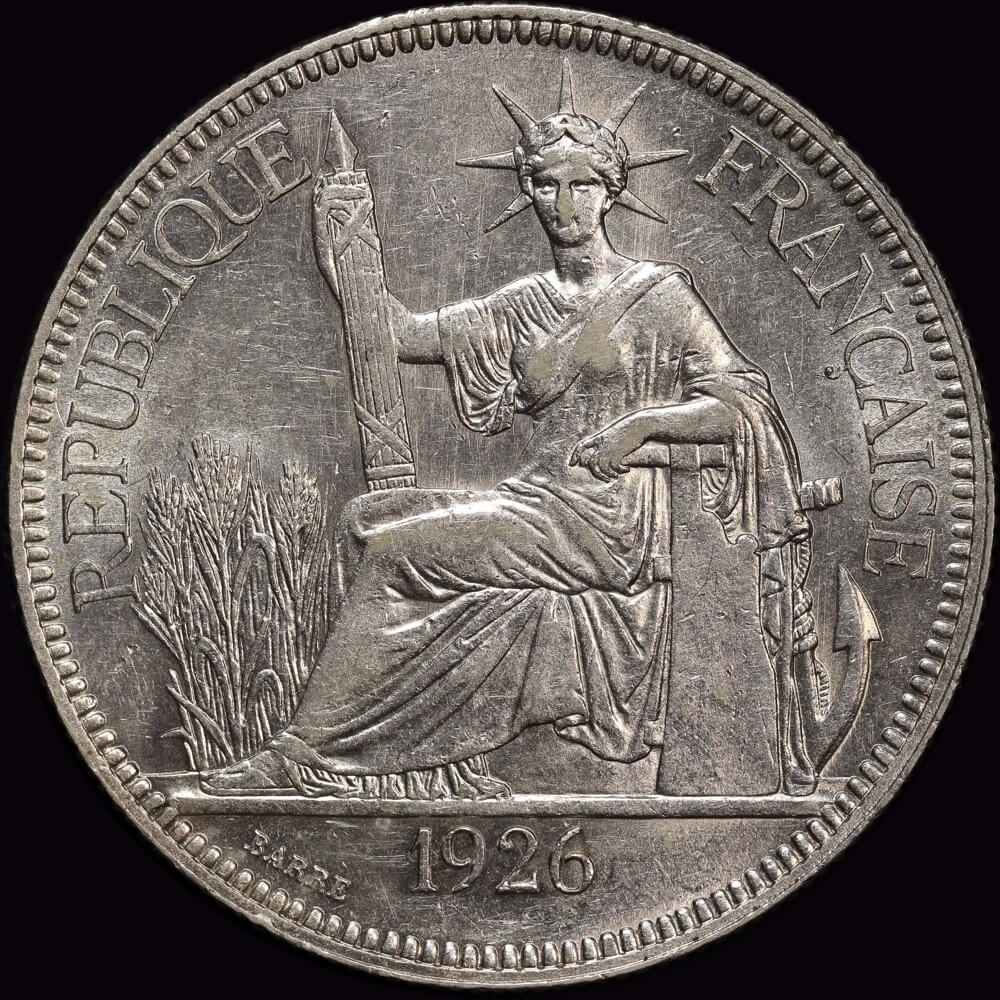 French Indo-China 1926 A Silver Piastre KM# 5a.1 about Unc product image
