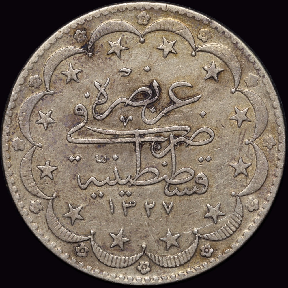 Turkey 1327/9 1917 Silver 20 Kurush KM# 780 GEF product image