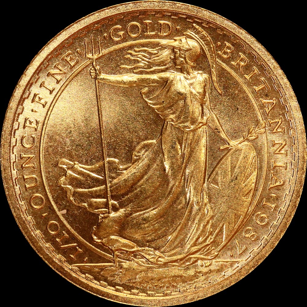 1987 Gold 10 Pounds Elizabeth II S#4296 Uncirculated Britannia product image