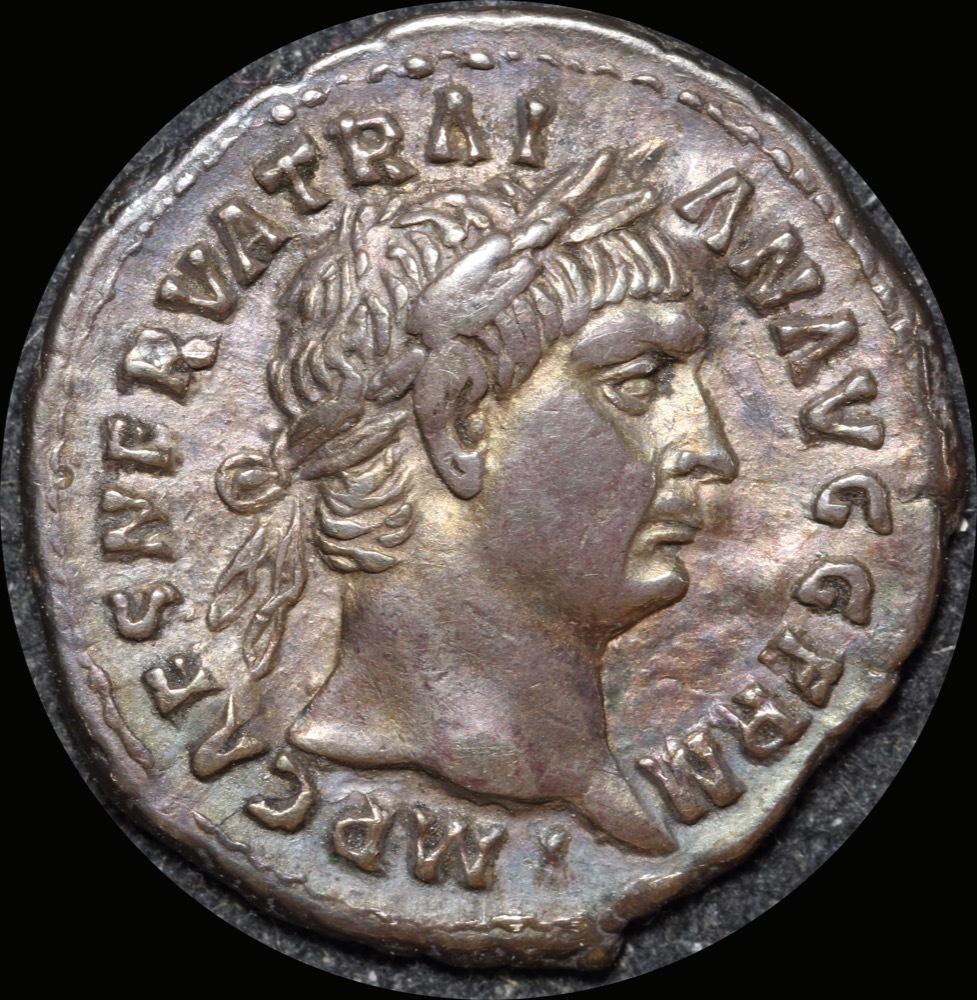 Ancient Rome (Imperial) 100 AD Trajan Silver Denarius Vesta seated RIC II 40 good VF product image