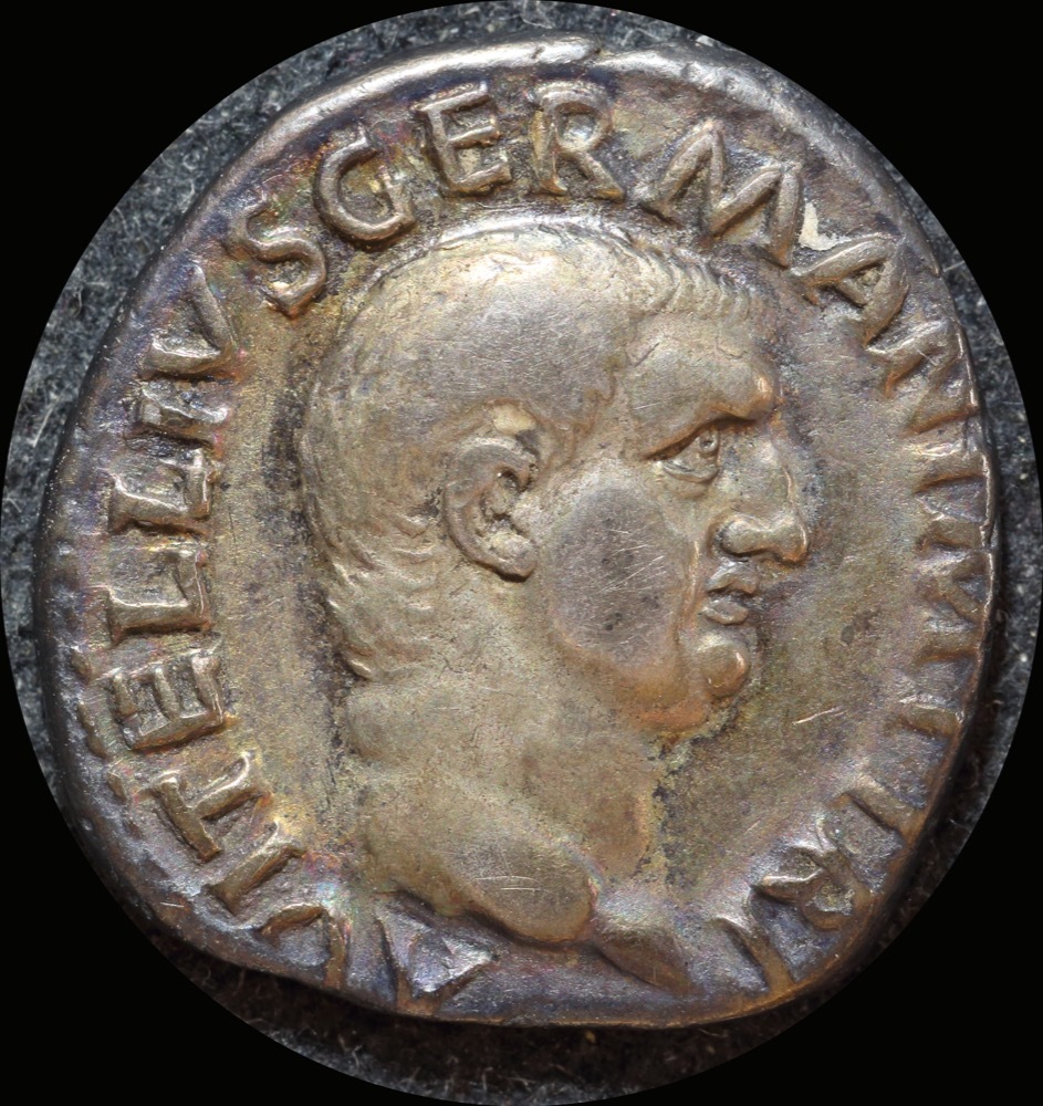 Ancient Rome (Imperial) 69 AD Vitellius Silver Denarius Tripod RIC I 86 Very Fine product image