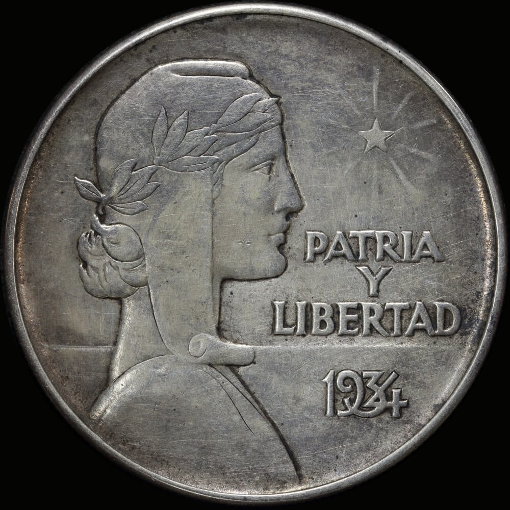 Cuba 1934 Silver 1 Peso KM# 22 good VF product image