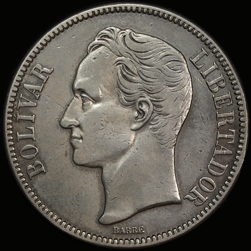 Venezuela 1936 Silver 5 Bolivars KM# 24.2 good EF product image