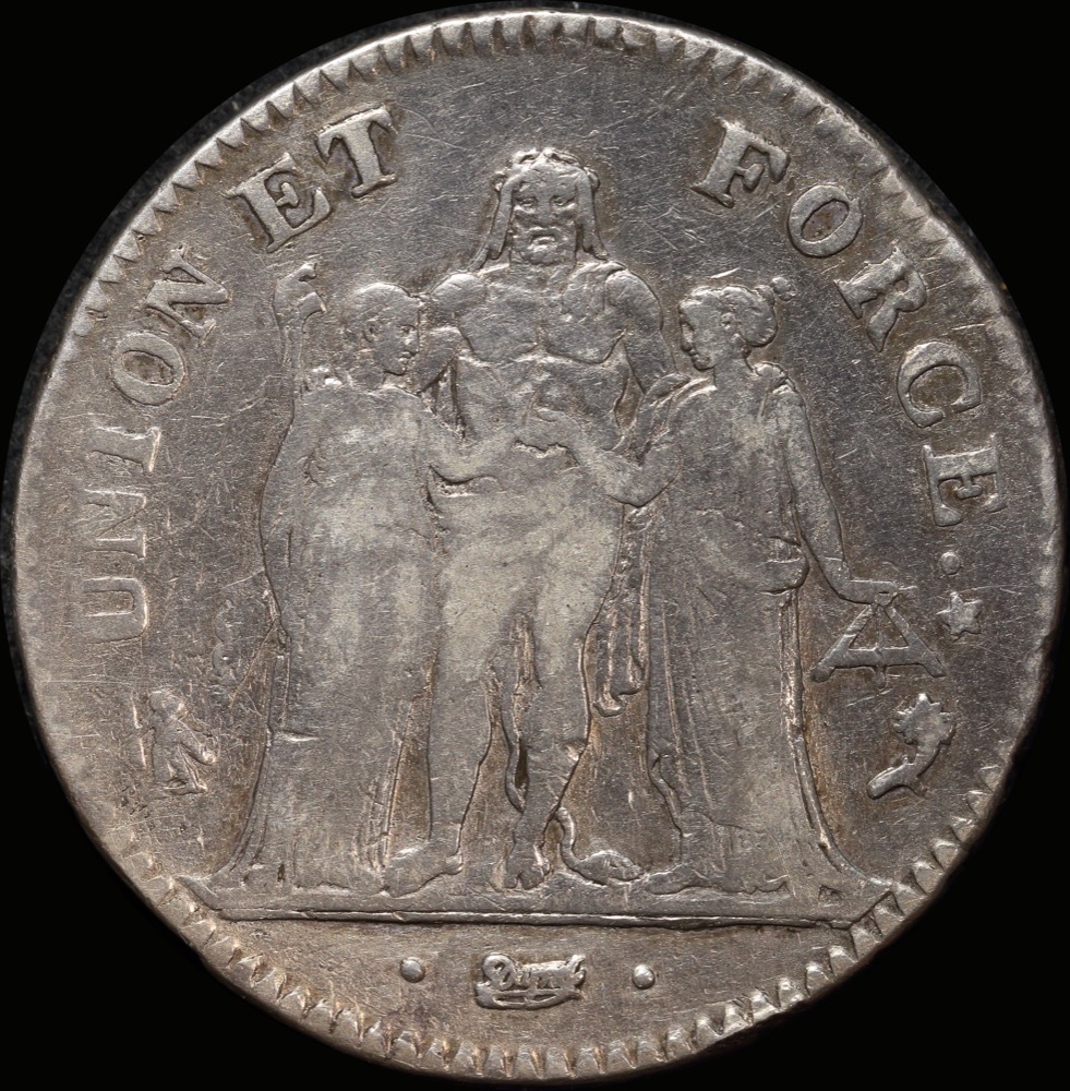 France L'an 5-A Silver 5 Francs KM# 639.1 about VF product image
