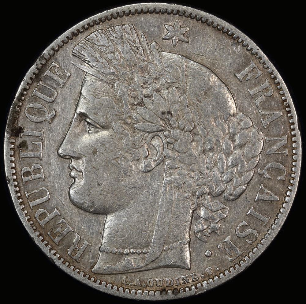 France 1870-A Silver 5 Francs KM# 819 Very Fine product image