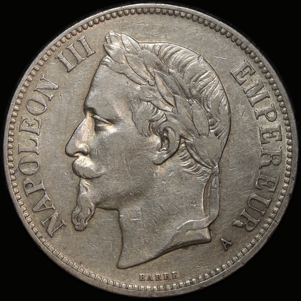 France 1870-A Silver 5 Francs KM# 799.1 good VF product image