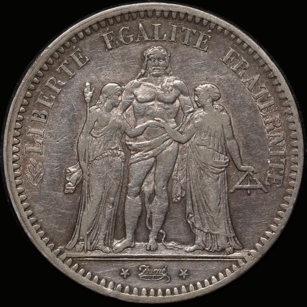 France 1849 A Silver 5 Francs KM# 761.1 good EF product image
