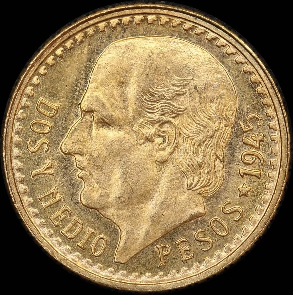 Mexico 1945 Gold 2 1/2 Pesos KM#463 Uncirculated product image