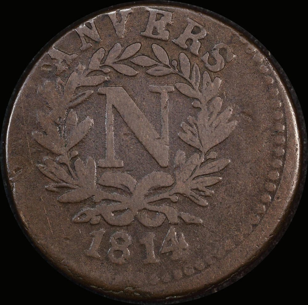 French States (Antwerp) 1814 Copper 10 Cents KM# 5.1 Very Fine product image