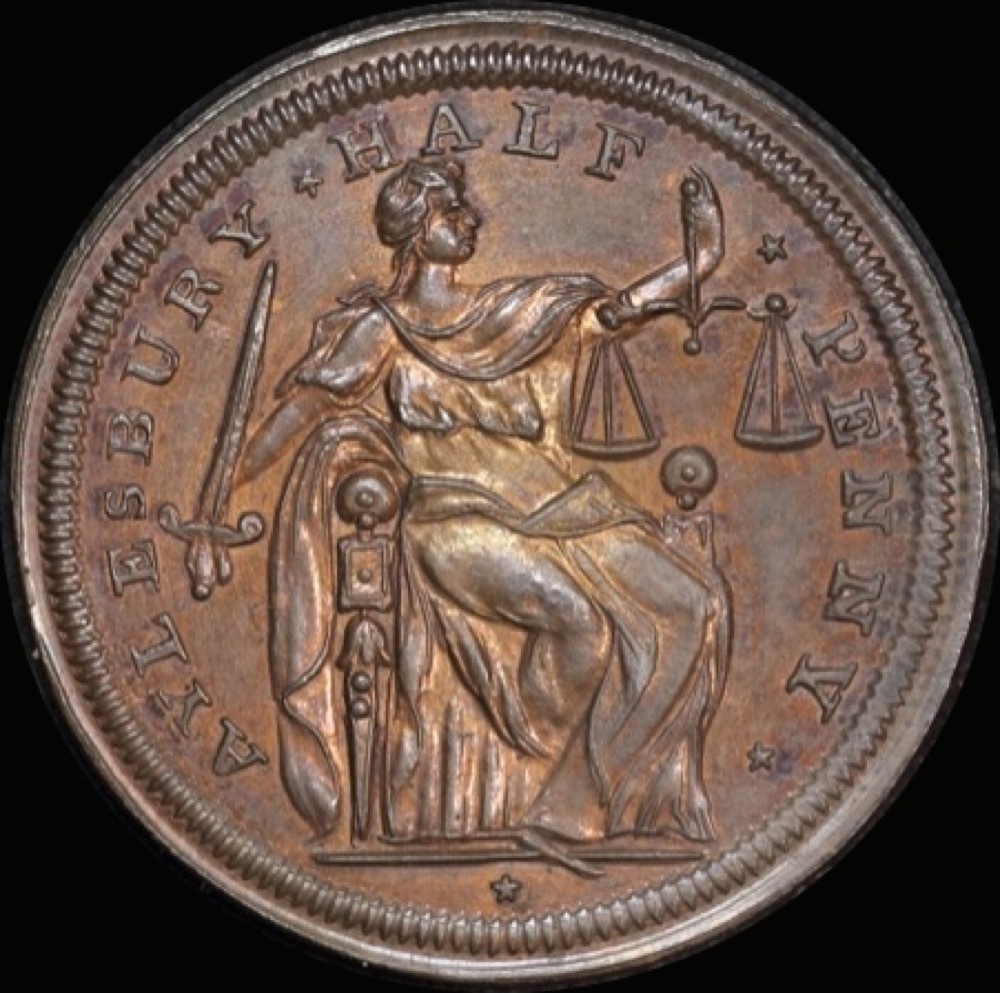 Buckinghamshire (Aylesbury);  Copper Halfpenny Token 1796 A#  Uncirculated product image