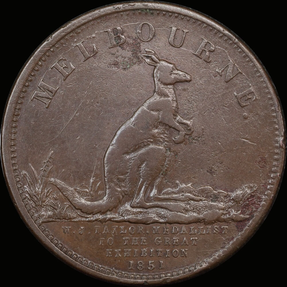Taylor Copper Halfpenny Token 1854 A# 573 Very Fine product image