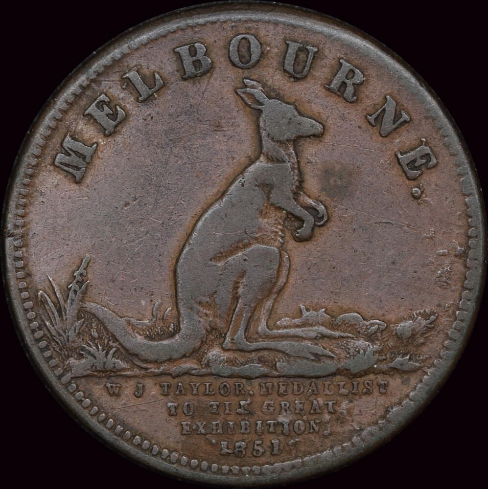 Taylor Copper Halfpenny Token 1854 A# 573 about VF product image