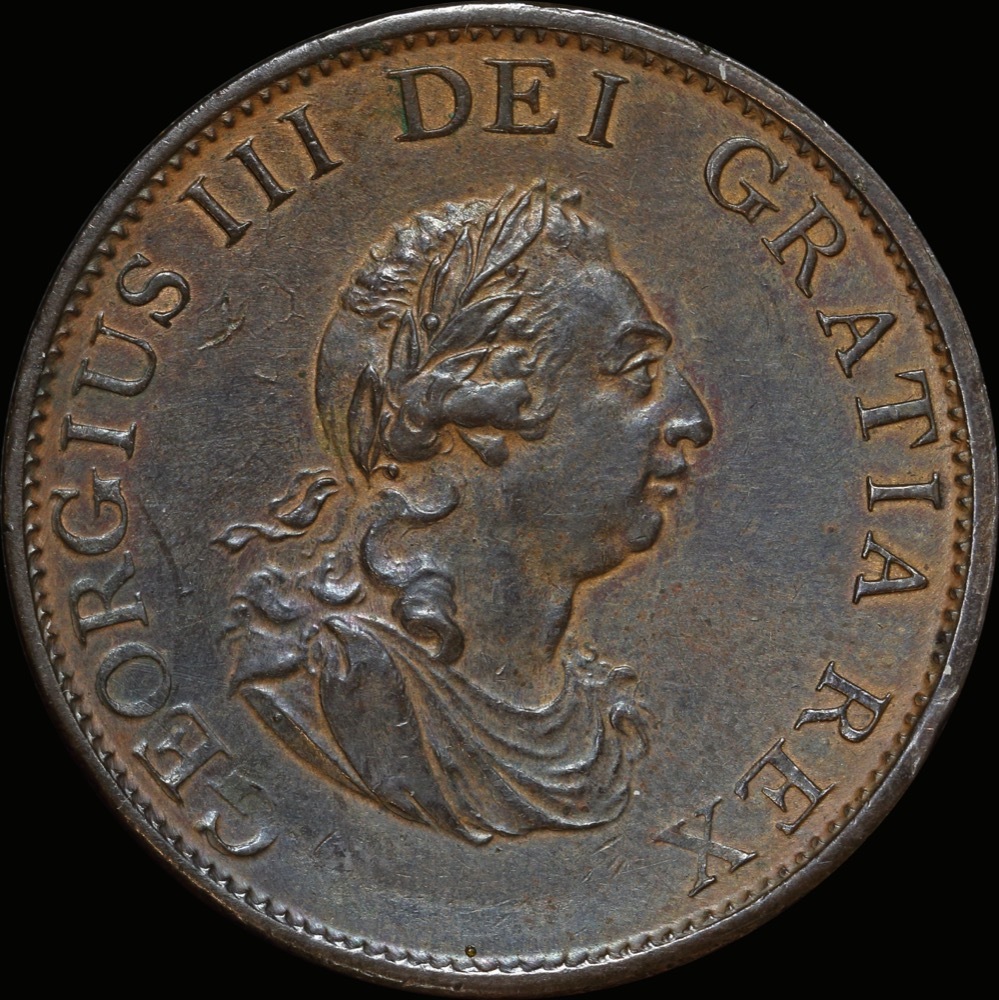 1799 Copper Halfpenny George III S#3778 good EF product image