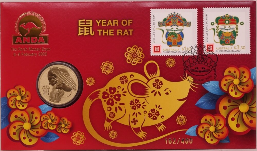 2020 Lunar Year of the Rat PNC ANDA Money Expo Gold Overprint product image