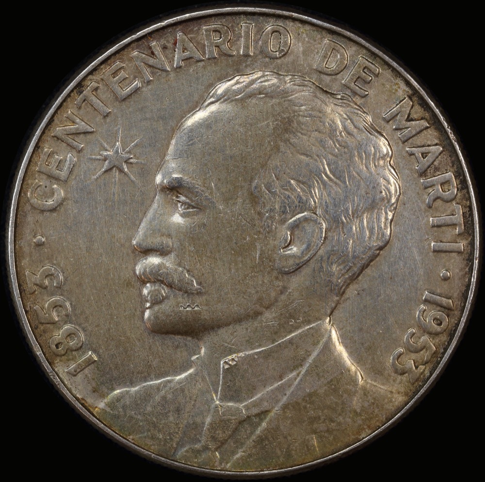 Cuba 1953 Silver 1 Peso KM# 29 about Unc product image