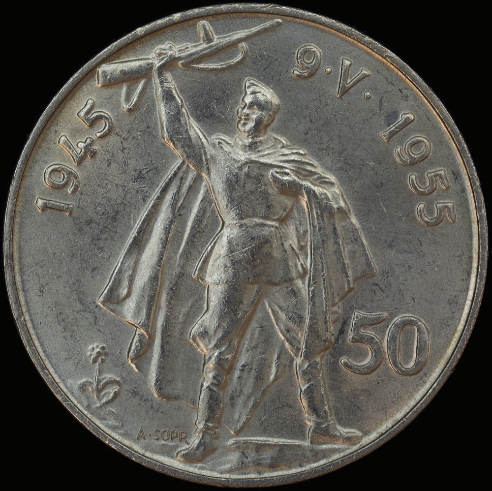 Czechoslovakia 1955 Silver 50 Korun KM# 44 Choice Uncirculated product image