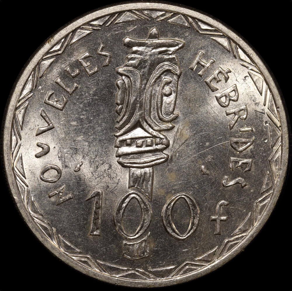 New Hebrides 1966 Silver 100 Francs KM# 1 Choice Uncirculated product image